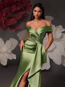 VIPGIRL 高腰优雅女士晚礼服 - 橄欖綠 - 查看 7