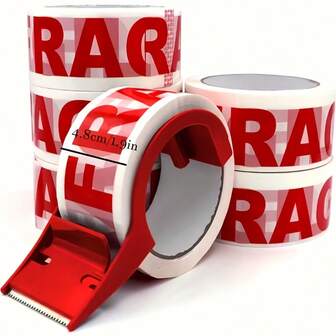 YITAPE 1 Roll High Adhesive Fragile Item Packing Tape With English Warning Text - 1.89 Inch X 165 Ft, Durable Polyethylene Terephthalate, Ideal For Courier Boxes, Packaging And Shipping Supplies, Shipping Tape | Visible Packaging Tape | Flexible Packaging Tape