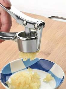 1Pc Heavy Duty Garlic Press, Professional Garlic Crusher And Mincer, Ergonomic Garlic Crush Tool With Easy Squeeze Handle, Kitchen Gadgets, Ginger Press, Vegetable Chopper, Essential Kitchen Accessories, Perfect For Halloween, Thanksgiving, Christmas Cooking. - Silver - View 8