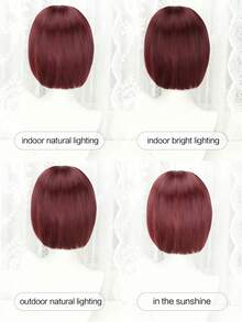 12-Inch Colorful Bobo Wig With Bangs, Made Of Synthetic Fiber, Suitable For Women's Daily Wear And Party Occasions - Multicolor - View 5