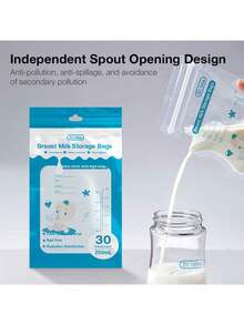 MAMIJOY 30PCS/250ml Breast Milk Storage Bags Space-Saving Pour Spout Design - Suitable For Breastfeeding - Multicolor - View 8