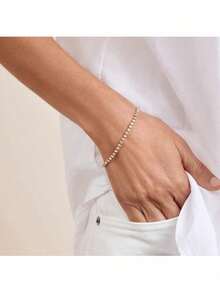 MDFUN 18K Gold Plated 3mm Round Cubic Zirconia Tennis Bracelet And 18mm Cubic Zirconia Tennis Earrings Set, Women - Gold + 18mm Hoop Earrings - View 3