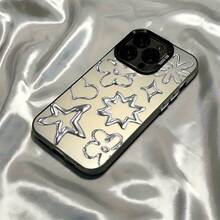 Funda de Teléfono Flor Estrella Plateada Compatible con 16, 15, 14, 13, 12, 11 Pro, X, XR, XS, 8 y 54 Plus, con una Parte Trasera Mate a Prueba de Golpes. - Color mixto 1 - Ver 4