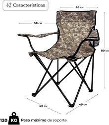 Silla de Camping Plegable, Ligera y Resistente, Con Portavasos, Azul Marino, Pack de  Sillas - CAMUFLAJE GRIS - Ver 2