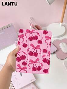 1pc Pink Cherry Blossom Retro Pattern Tablet Protective Case, Compatible With Apple IPad 10.2", IPad Pro 11" 2020/2021, IPad (A16) 11" 11th Gen 2025, IPad 9th/10th Gen, IPad Air 4th 10.9", Galaxy Tab S6 Lite 10.4", /, Anti-Drop, With Pencil Slot, Sleep/Wake Support, A Romantic Gift For Tablet Users - Multicolor - View 3