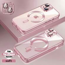 Funda para teléfono compatible con iPhone 17 Air/16e/15/14/13/12/11, Pro, Pro Max, Plus, apariencia electrochapada genial, accesorio magnético, panel trasero transparente de alta definición - Plateado - Ver 6