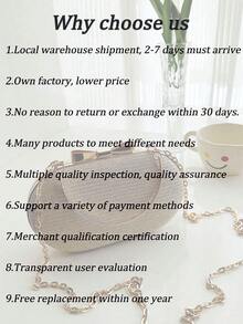 [US-Based Shipping]Elegant Fashion Miniature Banquet Clutch/Sparkling Handbag/Diamond Formal Clutch, Shiny Party Metallic Chain, Gold Wedding Purse, Crossbody Handbag, Women Bag, Party Bags,Perfect For Party Wedding Prom Dinner/Banquet Matching With Holiday Party Dress Evening Dress & Sequin Dress,Fashion Mini Glamorous Metal Chain Glitter/Bling Portable Gold Women Evening Bags Exquisite For Wedding Oblique Span Handbag,  Metallic Chain, Bridal Wedding Party Golden Bag, Crossbody & Handbag For Women, Tready Party Bags, Perfect For Party, Wedding, Prom, Dinner/Banquet, Perfectly Matching With Prom Dresses For Women, Prom Accessories,Sequin Dress Women,Sparkly Dress,Elegant Dresses For Women, Elegant Prom Bag, Perfectly Matching With Bridal Party, Best Choice Elegant Bag For Bridal Shower,Handbags For WomenWomen's Fall Clothing Winter Clothing Christmas Gift Fall Autumn Velvet Furry Party Fuzzy Plush Thanksgiving Festival Cyber Monday Holiday Knitted Winter Valentine' S Day Gift Christma - 彩色 - 查看 3