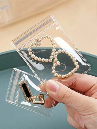 30/100 piezas Bolsas reutilizables con cierre hermético para almacenamiento de joyas, bolsas organizadoras de joyas transparentes, almacenamiento de joyas conveniente