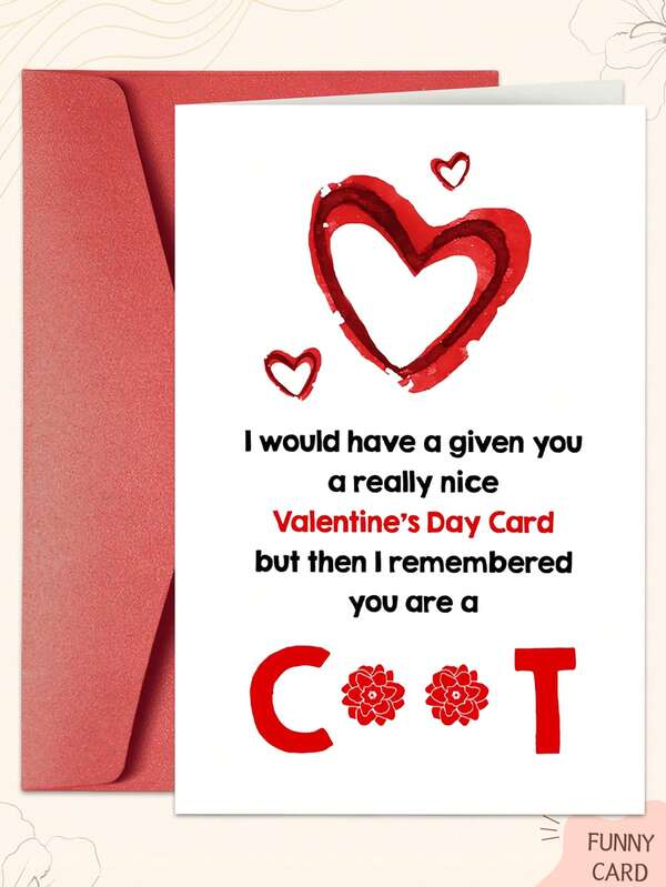 1PC Special Valentine's Day Card (With Envelope) - Unique Greeting Card, Love Stick Figures & Humorous Love Quotes, Perfect For Partner/Husband/Wife/Boyfriend/Girlfriend, Valentine's Day/Anniversary