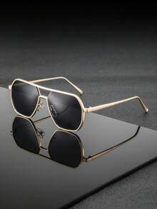 1 Pair Men's Metal Frame Square Retro Street Style Casual Personalized Exquisite Fashion Glasses, Suitable For Skateboarding, Cycling, Running, Camping, Events - Multicolor - View 4