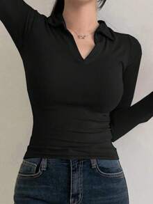 Set de 2 polos deportivos de primavera para mujer, camiseta de manga larga para fitness y entrenamiento en el gimnasio, estilo deportivo minimalista y elegante, adecuado para gimnasio, yoga, correr y hacer ejercicio