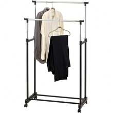 Heavy Duty Metal Dual Rail Clothes Garment Hanging Rack Shelf Display Stand UK - Black - View 6
