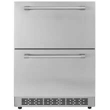 Refrigerador bajo encimera  de 24 pulgadas, con 2 cajones y diferentes temperaturas, capacidad de 4.87 pies cúbicos, resistente al agua, ideal para uso doméstico y comercial. - Plateado - Ver 8