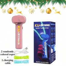 1 X Motorizzato Sparatore di Corde con Luci LED - Emettitore portatile da novità per feste, regalo divertente e unico per Natale, compleanni e vacanze - Multicolore - Visualizzare 8