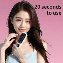Straightening/Curling Comb, Cordless Hair Straightener With Charging Base, Fast Heating, Rechargeable Portable Hair Straightener - White - View 5