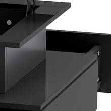 BALCONERA GeoTower Lift Top Coffee Table – High Glossy Modern Wooden Rectangle Tea Table With LED Strip & 2 Drawers - Black - View 9