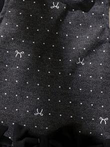 2 件套女婴优雅林地风格高领长袖上衣和 3D 蝴蝶结无袖连衣裙套装，春秋