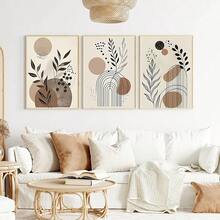 3pcs/Set Modern Minimalist Wooden Frame Canvas Posters, Boho Style Abstract Line Plant Prints Wall Art, Creative Simple Wall Decor, Suitable For Living Room, Bedroom, Kitchen, Dining Room, Classroom, Office, Wall Art, Room Decor, Perfect Gift For Art And Home Decor Lovers
