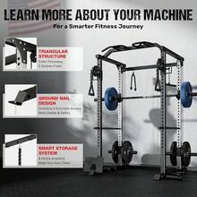 Jaula de potencia DP01, estantería para sentadillas de 2000 libras con sistema de polea cruzada y doble, entrenamiento de Body completo, jaula de potencia con talla grande accesorios de entrenamiento para gimnasio en casa - Negro - Ver 9