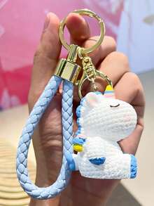 Cute Resin Unicorn Keychain Delicate Teen Girls Bag Charm Pendant Key Ring Gift Present Accessories - Mixed Color - View 1