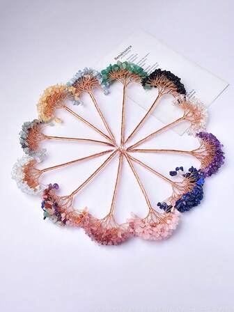 Natural Crystal Irregular Copper Wire/Copper-Clad Aluminum Wire Crushed Stone Bunches, Handmade DIY Life Tree Accessories, Creative Home Decor Art Craft Supplies