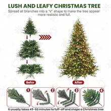 Árbol de Navidad Pre-iluminado de 4FT con Luces, Pequeño Árbol de Navidad Artificial con 150 Luces Blancas Cálidas, 856 Puntas de Ramas y Soporte Plegable, Árbol de Navidad para Decoración de Fiestas en Interiores y Exteriores (4FT) - 5 pies - Ver 2
