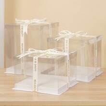 1个白色/透明盖蛋糕盒，烘焙食品礼盒，适用于蛋糕、糕点、巧克力、饼干、馅饼、生日派对、婚礼、情人节、礼品包装
