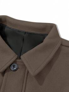 男士高品质厚重翻领羊毛混纺短款夹克，美式复古休闲时尚轻薄风衣，适合春秋冬季 - 棕色 - 查看 8