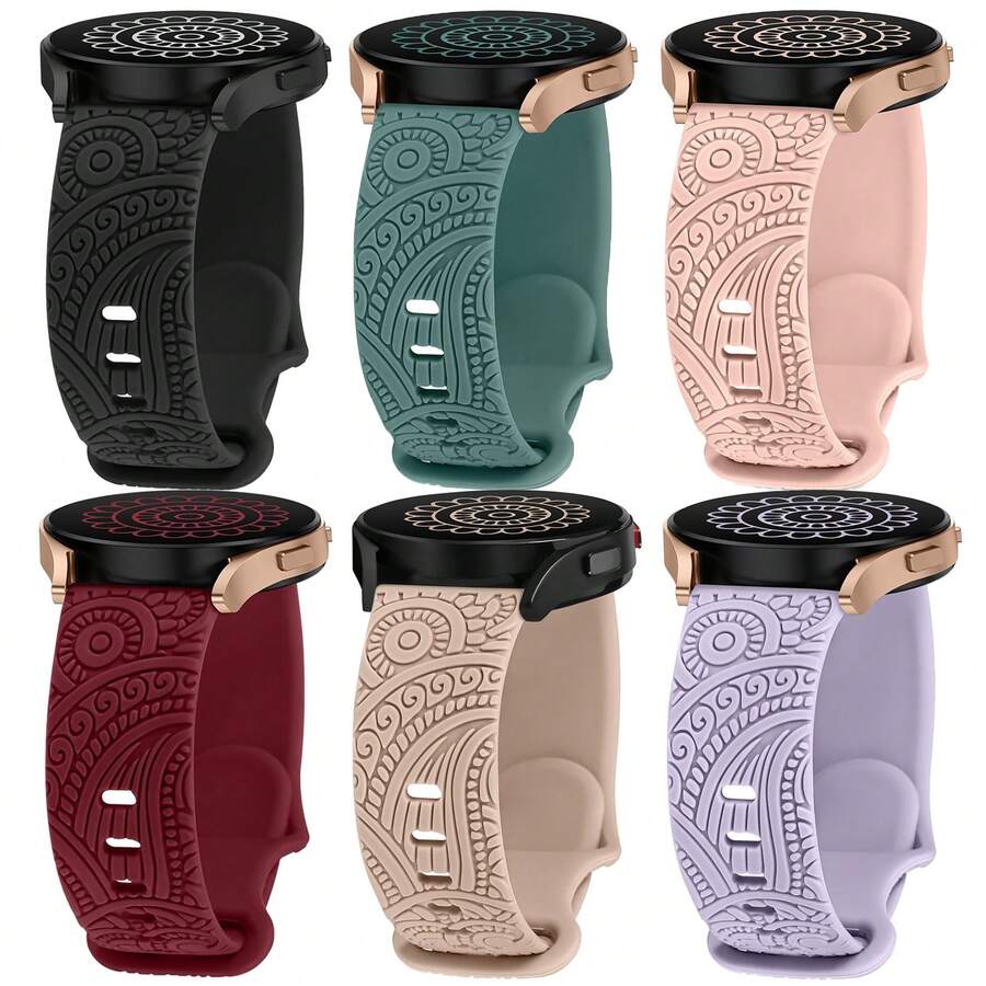 Engraved Bands Compatible With Galaxy Watch 7/FE/6/5/4 Band 40mm 44mm,Galaxy Watch 5 Pro 45mm,Galaxy Active 2,Galaxy Watch 3,Garmin Vivoactive 5 Watch Band/Vivoactive 6/3/3 Music,Venu/Venu Sq & Forerunner 55/165/245/645,20mm Soft Silicone Replacement Sport Strap For Men - 20mm - View 1