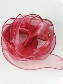 1pc Semi-Transparent Ruffled Organza Ribbon, Suitable For Bouquet Wrapping, Cake Decoration, Weddings, Bows And Ribbon Crafts, Also Applicable For Holiday Parties, Back To School, Valentine's Day And More Occasions - Multicolor - View 7
