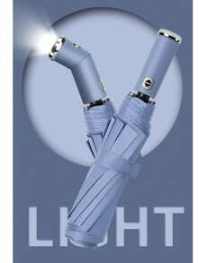 122 - Plain/Unpatterned Automatic Umbrella, Large Size, With Flashlight - Azul claro - Ver 1