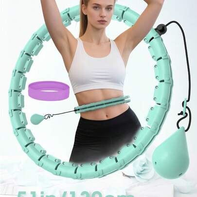  JKSHMYT Adult Weighted Fitness Hoop, Weight Loss & Fitness, Plus Size 51 Inch/130cm, 26 Detachable Chain Links And Headband, Suitable For Women And Beginners
