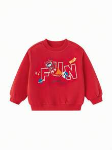 Balabala Sudadera estampada para niño, jersey informal y suave para primavera - Rojo - Ver 5