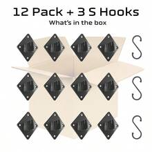 12Pack Gridwall Wall Mount Brackets Heavy Duty PowderCoated Steel, RustResistant Black Finish Fits Standard... - Black - View 2