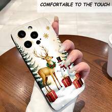 1PC Phone Case ,  Deer Snowman Trees Gifts Stars , Stylish Phone Case, Phone Decoration, All-around Lens Protection, Creative Small Gift, Funny Gift for Boys and Girls - Schwarz - Übersicht 2
