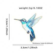 1 broșă emailată cu o colibri albastră și albă - cu o colibri albastră și albă în zbor, cu aripi detaliate și cioc lung, broșă de rever pentru iubitorii de păsări, purtare zilnică sau cadou, accesoriu de modă elegant cu tematică de pasăre