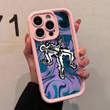 Funda protectora de teléfono con Calavera Psicodélica  Arte Abstracto regalo de moda minimalista interesante para hombres y mujeres, adecuado para iPh 16/15/15Pro/15ProMax/14/13/12/11/XsMAX, iP 17,  Max Series,A14/A15/S23 Ultra/A50/A12/A32/A52/A72/A51/A21S/A13/A14/S22 Ultra/S23/A33/A53/S20 FE,Protección completa contra caídas, resistencia a impactos y prevención de rayaduras,diseño creativo y de moda para hombres y mujeres - Rosa - Ver 1