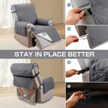 Waterproof Recliner Cover With Pockets, Anti-Slip Elastic Straps Pet Proof Slipcover For Furniture Protection - Dark Grey - View 8
