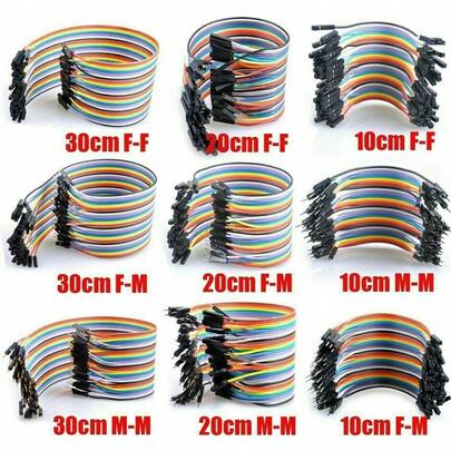 Jumper Wire Kit - 10/20/30cm Lengths With F-F, F-M, MM Connectors For Breadboard Prototyping (USA Stock)