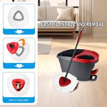 Easywring 1-Tank System,Mop Replacement Heads For O-Ceda Mop Replace Head, Spin Mop Heads Replacements, Microfiber Spin Mop Refills, Easy Cleaning Mop Head Replacement (White-3pcs) - 白色 - 查看 2