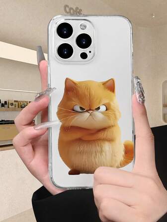 2D-grafiktryck med ingefärakatt-tema, personligt exklusivt mode i mellanöstern, cool tecknad film, söt och populär stil, lämplig som födelsedags-, jul- och nyårspresent till kollegor, vänner, familj, par, dig själv. Transparent mjukt skal med fullt skydd, dammtätt, vattentätt, kompatibelt med 17/16/15/14/13/12/11/Pro/ProMax/X/XR/XS/XSMAX/7/8/PLUS och modeller.