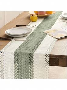 Boho Style Table Runner, Home Decor, Farmhouse Rustic Table Runner, Cream And Brown Tassel Woven Table Runner, Suitable For Boho Restaurant, Bedroom Decor, Rustic Bridal Shower