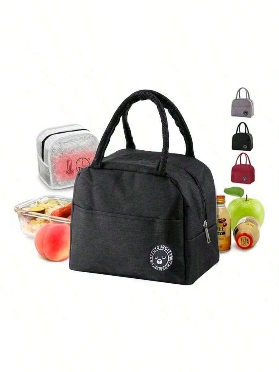 Lonchera Termica Bolsa De Comida Para Escuela Y Trabajo Lonchera Portatil Anti olores Diseño Bonito - Negro - Ver 1