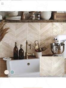 5/10/30 Piezas de Azulejos Autoadhesivos - 11.4 Pulgadas X 9 Pulgadas Cada Uno - Azulejos Adhesivos 3D para Salpicadero, Resistentes al Agua y al Aceite, para Cocina y Baño - Beis - Ver 1