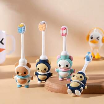 1 pieza Cepillo de dientes con forma de animal para niños - Cepillo de dientes para bebés de 0 a 3 años, Cepillo de dientes para niños de 3 a 6 años, Cepillo de dientes suave para niños y niñas, Cerdas ultra suaves con diseño de dibujos animados