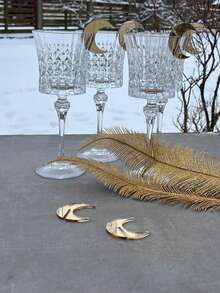 5pcs Gold Crescent Moon Napkin Rings Set, Crescent Napkin Holders, Shiny Gold Banquet Table Decor, Wedding Bride Gift, Dining Tableware Accessories, Holiday Table Setting, Boho Style Table Decoration - Multicolor - View 7