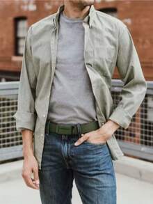 Men's Wide Belt, Reinforced Canvas, With Automatic Iron Buckle - 黑色 - 查看 3