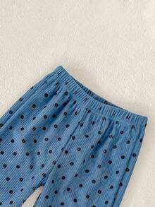 New Baby Pants For Spring, Autumn & Winter, Unisex Infant Comfortable Corduroy Loose Straight Leg Polka Dot Trousers - Blue - View 6