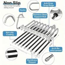 1 Giá treo quần bằng thép không gỉ có thể thu vào, gấp gọn, đa năng, nhiều lớp, dùng để phơi quần áo tại nhà - Giá treo quần, áo (đen) - Xem 9