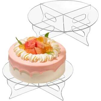2 piezas Soporte redondo de acrílico para pastel con base, Exhibidor de pastel de cumpleaños de 12 pulgadas, Bandeja de postres para té, cumpleaños, boda, baby shower